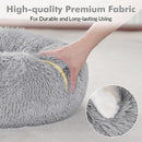 rabbitgoo Cat Beds for Indoor Cats, 20 inches Cat Bed Machine Washable, Fluffy Round Pet Bed Non-Slip, Calming Soft Plush Donut Cuddler Cushion Self Warming for Small Dogs Kittens, Light Grey, Medium