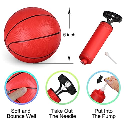 Mini Red Basketball Hoop Set for Kids Adults, Over The Door Hoop Set with 3 Mini Replacement Rubber Basketballs for Home Office Dorm Door & Wall, ABS Backboard Metal Rim Goal Sport Party Favors