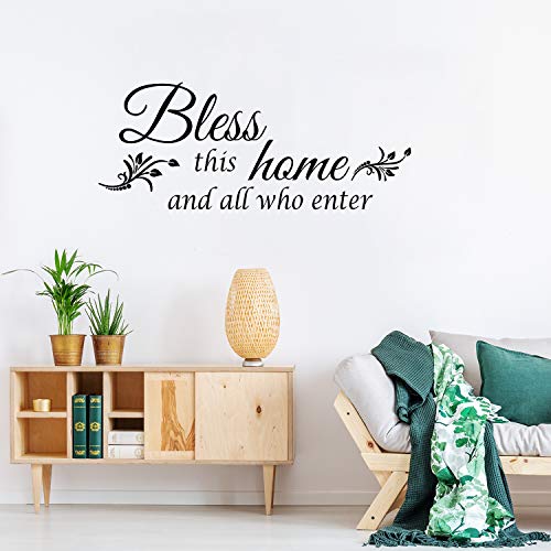 2 Sheets Vinyl Wall Quote The Kitchen Quote Wall Stickers Bless This Home and All Who Enter Kitchen Vinyl Wall Quote Art Dining Room Entryway and Living Room Wall Decal Home Decor, 12 x 35.4 Inch