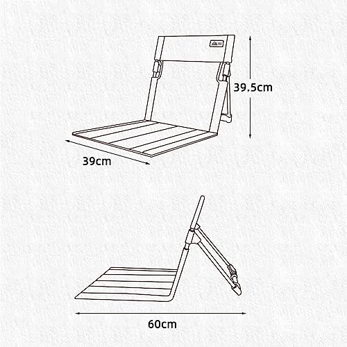 koolsoo Beach Chair with Back Support Foldable Chair Easy to Fold and Carry Beach Lounger Portable Stadium Chair Beach Floor Chair for Park Trekking, Black