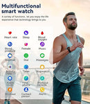 LIGE Smart Watch Men Women Bluetooth Phone Call for Android iOS Sport Fitness Activity Tracker Male Smartwatch 1.83" Square Screen Heart Rate Sleep Monitor Black Silicone Couple Gents Smartwatch
