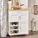 SoBuy Kitchen Trolley, Kitchen Island with Wine Racks, Portable Workbench, Serving Cart for Bar, Dining