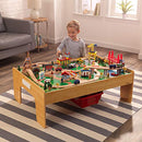 KidKraft Adventure Town Wooden Train Table with Storage Boxes, Train Track Set with Wooden Toy Cars, Crane, Helicopter, Airplane and Accessories Included, Kids’ Toys, 18025