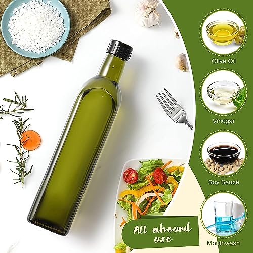 Epzia Olive Oil Dispenser 17 OZ and Oil Sprayer Bottle 100 ML for Cooking Set - Green Oil and Vinegar Cruet Bottle Set for Kitchen - Glass container with Drip-Free Stainless Steel Spout