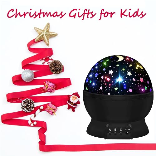 Night Light for Kids,Kids Night Light,Star Night Light,Nebula Star Projector 360 Degree Rotation - 4 LED Bulbs 12 Light Color Changing with USB Cable,Romantic Gifts for Men Women Children (Black)