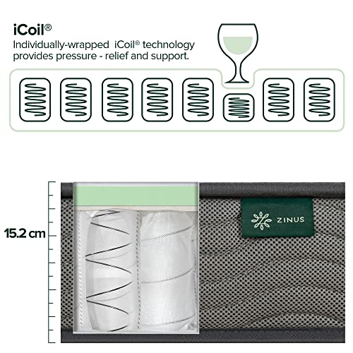 Zinus King Single Mattress Pocket iCoil Spring | Strong Coils, Quality Foam - Medium Feel Bed