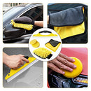 26PCS Car Detailing Cleaning Drill Brush Kit, Car Detailing Brush Set for Cleaning Wheels, Interior and Exterior Car Kit with Windshield Cleaning Tool (Wash Mitt, Wax Pads, Wash Towels, Bag), Yellow