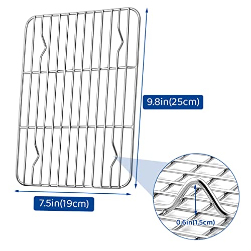 2Pcs Cooling Rack Stainless Steel Baking Racks Heat Resistant Grill Rack Small Wire Rack Sturdy Grid Wire Rack for Roasting Grilling Cooking Drying (9.8x7.5 inch)