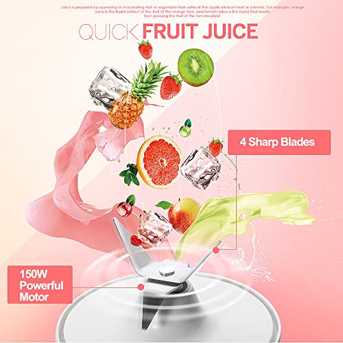 Portable Juice Blender, USB Rechargeable Mini Juicer Machines/Juice Extractor/Fruit Mixer for Household Smoothies, 500ml Personal Blender for Travel Outdoors/Camping (White)