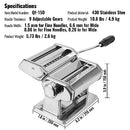 VEVOR Pasta Machine, 9 Adjustable Thickness Settings Pasta Maker Machine, Noodle Maker 150 Stainless Steel Pasta Rollers and Cutter, Manual Pasta Machine Perfect for Spaghetti Pasta Lasagna Fettuccini