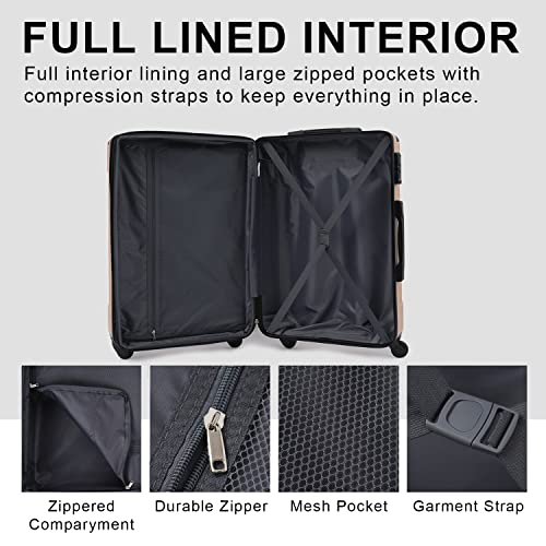 Merax Luggage Set 3 Piece Expandable Lightweight Spinner Suitcase with Corner Guards, Blue., 3-Piece Set (20/24/28), Merax Luggage Set 3 Piece Expandable Lightweight Spinner Suitcase With Corner Guards (Blue.)
