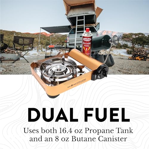 Gas ONE GS-4000P - Camp Stove - Premium Propane or Butane Stove with Convenient Carrying Case, Great for Camp Stove and Portable Butane Stove for All Cooking Application Hurricane Supplies