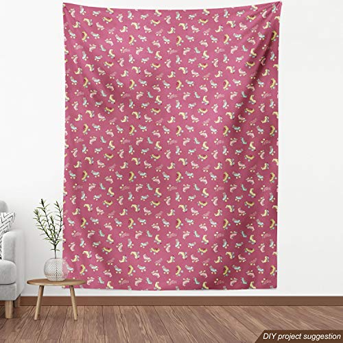 Ambesonne Hobby Fabric by The Yard, Retro Style Roller Skates Old Time Outdoor Classics Fun Activities, Decorative Fabric for Upholstery and Home Accents, 1 Yard, Rose Pink