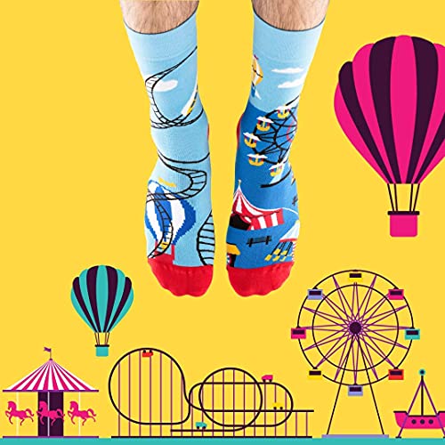 TODO Colours Funny Socks with Motif - Multicoloured, Colourful, Crazy for Joy of Life, Rollercoaster, 8-10 US