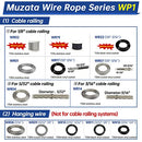 Muzata 316 Stainless Aircraft Steel Wire Rope Cable for Railing,Decking,DIY Balustrade,1/8Inch,7x7,600Feet WR02,Series WP1 WM1