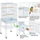 Yaheetech Play Open Top Parrot Bird Cages for Sun Parakeet Cockatiel Green Cheek Conure Lovebird w/Detachable Rolling Stand, White