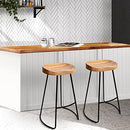 Artiss Bar Stools Stool Set of 2 Kitchen Counter Barstools Dining Chair Chairs Vintage Industrial Style Natural in 65cm Seat Height Floor for Home Bar Dining Room Cafe Outdoor Indoor
