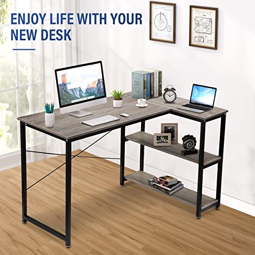 Luxsuite Computer Desk with Shelf L Shape Study Table Writing Workstation Corner Desk Home Office Oak