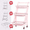 (Pink)3 Tier Trolley Cart Foldable Home Storage Rack with Brake Wheels|Removable Spice Rack Kitchen Organizer with Handle Pantry Organizer Mesh Shelf. Kids' Room Coffee Bar Bedroom Accessories