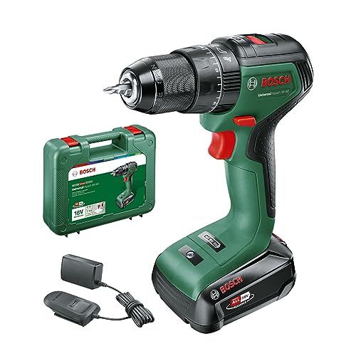 Bosch Home & Garden 18V Cordless Brushless Impact Hammer Drill Driver With 2.5Ah Battery, Charger and Case, 2 Speed, 20 Torque Settings, 60Nm, 13mm Metal Chuck