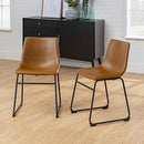 WE Furniture 18" Faux Leather Dining Chair with Metal Legs 2 Pack - Whiskey Brown