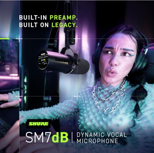 Shure SM7db Active Dynamic Broadcast Voice Over Cardioid Microphone