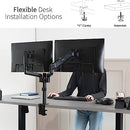 VIVO Dual Arm Computer Monitor Desk Mount with Pneumatic Height Adjustment, Full Articulation, Vesa Stand with C-Clamp and Grommet, Holds 2 Screens Up to 32 Inches (Stand-V002K)