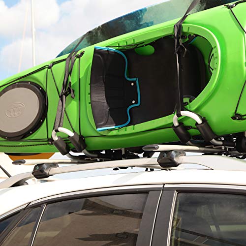IKURAM Kayak/Surf/Ski Roof Carrier Rack of J-Style Folding Universal Field & Stream 3-in-1 Multifunction for Canoe, SUP, Kayaks, Surfboard and Ski Board Rooftop Mount on SUV, Car and Truck, Set of 2