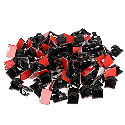 GWHOLE 100Pcs 3M Adhesive Cable Clips Cord Organizer Wire Management for Car, Office and Home