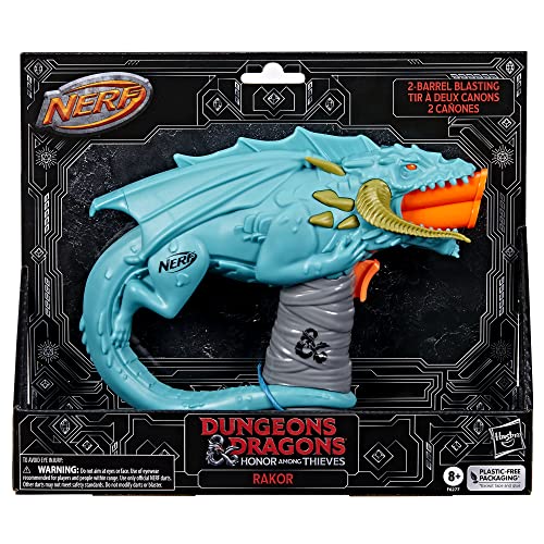Nerf Dungeons & Dragons Rakor Blaster, 4 Nerf Elite 2.0 Darts, Kids Outdoor Games, Nerf D&D Blaster Toys for Ages 8 & Up