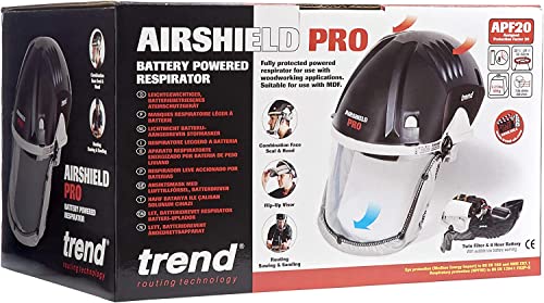 TREND AIR/PRO Airshield and Faceshield Dust Protector - Battery Powered and Air Circulating For Use With All Woodworking Applications