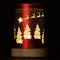 SHATCHI 16cm Christmas Decorated Vase Table Lamp Etched Glass Tube Santa Sleigh Scene Red Cylinder LED Fairy Lights Battery Operated