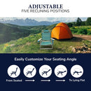 Caribbean Joe Folding Beach Chair, 5 Position Lightweight, Portable Reclining Outdoor Camping Chair with Headrest, Shoulder Strap, and Cup Holder, Bold Stripe