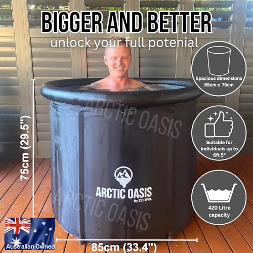 ARCTIC OASIS - Ice Bath Tub, Ice Plunge Bathtubs, Portable Bathtub, Fitness/Rehab Ice Bath for Athletes, Portable Ice Plunge Therapy Tub, Cold Recovery Bucket, Larger Size, Black