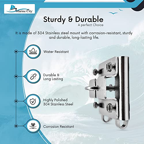 MARINE CITY Stainless Steel Vertical Stanchion Sturdy and Durable Polished Corrosion Resistant Rail Mount Anchor Bracket Holder for Boats Kayaks Ships RVs (Fits 7/8 Inches to 1 Inch) (1 Pcs)