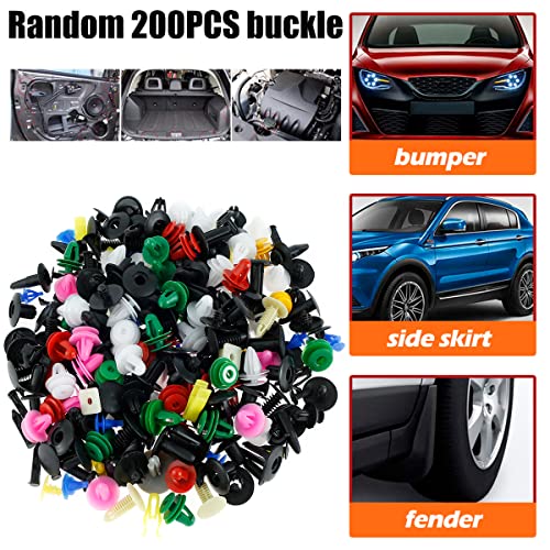 200Pcs Bumper Clips Car Retainer Clips & Plastic Fasteners Kit Auto Body Push Rivets Fender Liner Clips Multiple Size Universal Car Door Panel Trim Clip Fasteners for Car Auto Vehicle Truck