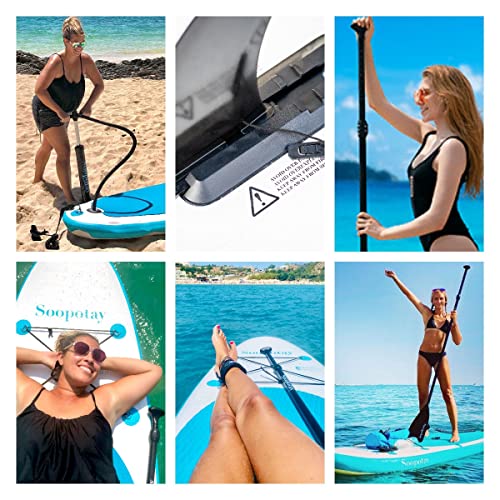 Inflatable SUP Stand Up Paddle Board, Inflatable SUP Board, iSUP Package with All Accessories (All Round Primary-Turquoise Green-10' x 32'' x 6'')