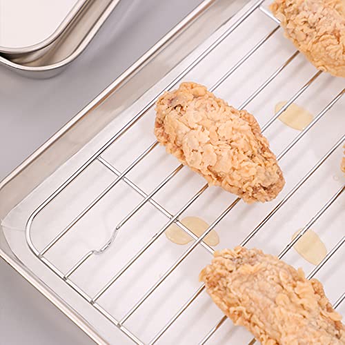 9 x 6.9 x 0.98 Inch Baking Sheets and Racks Set, Stainless Steel Baking Sheet Oven Tray and Cooling Grid Rack for Cookies and Meats(Pans + Racks)