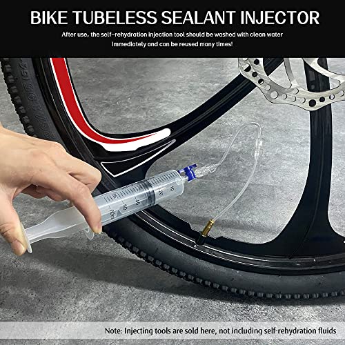 Chihutown 8Pcs Cycling Syringe Kit, Tubeless Tire Sealant Injector with Switch, Presta Valve Core and Removal Tool, No Tubes Tire Sealant Bicycle (White)