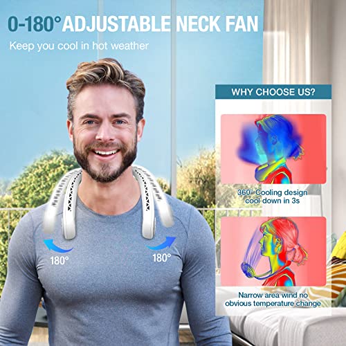 Portable Neck Fan, Hands Free Bladeless Fan, Hanging Personal Fan,3 Speeds, Super Quiet Less Than 25 Decibels, USB-C Rechargeable Neck Fan for Outdoor Indoor