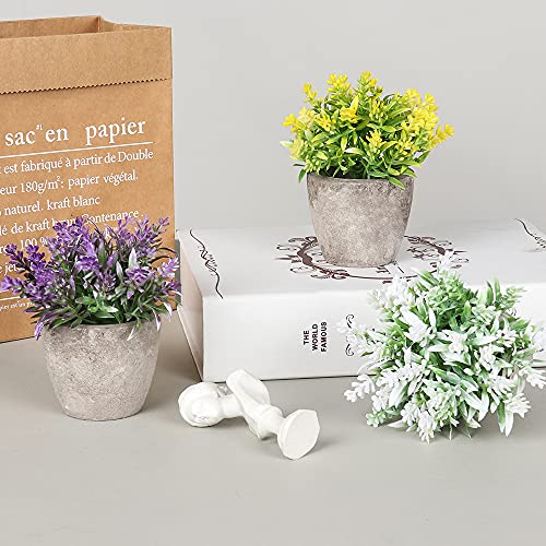 Artigreen Mini Artificial Plants Potted 6 Pcs,Fake Potted Green Flower, Suitable for Office Desk Coffee Table Bathroom Bedroom Home Decorations