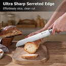 PAUDIN Bread Knife, 8 Inch Bread Slicing Knife, German High Carbon Stainless Steel Serrated Edge Knife with Ergonomic Handle, for Homemade, Crusty Bread