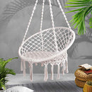 Gardeon Hammock Chair Outdoor Hanging Bed Cotton Portable Indoor 124CM Cream