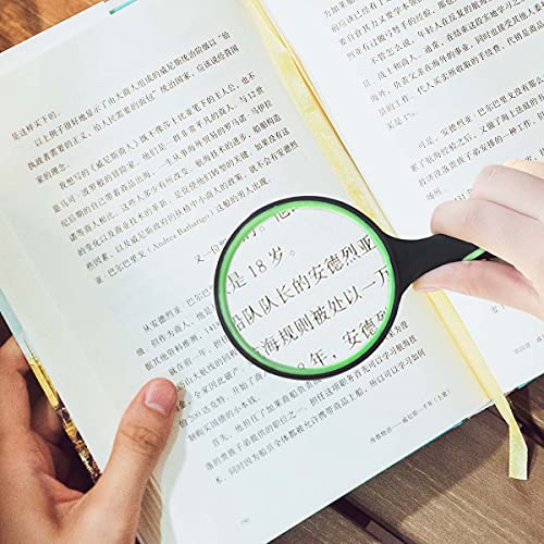 Shatterproof Magnifying Glass 10X Large Handheld Magnifying Glass for Seniors Kids 75mm Magnifying Lens with Non-Slip Rubber Handle Magnifier Glass for Reading Science Insect Hobby Observation