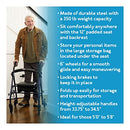 Carex Steel Rollator Walker with Seat and Wheels - Rolling Walker for Seniors - Walker Supports 350lbs, Foldable, For Those 5'0" to 6'1"