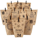 Papierdrachen Advent Calendar for Filling, 24 Printed Wrapping Paper Bags, Classic Christmas Motifs with Black Wooden Pegs, Christmas Calendar for Women and Men, for Crafts, Set 12