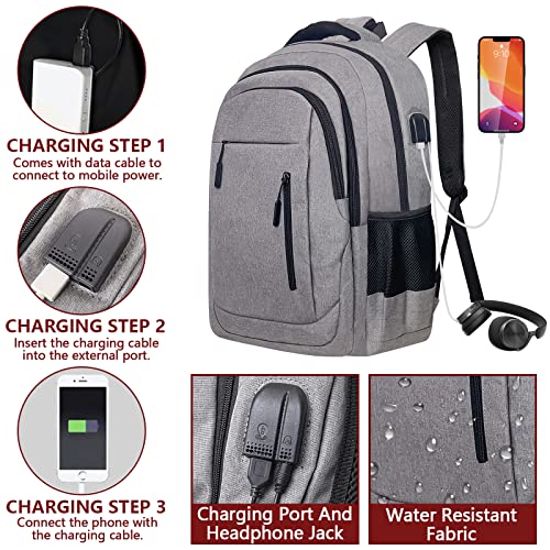 Ogetok Travel Backpack for Men,Business Laptop Backpacks,Casual Computer Daypack College Students Bookbag with USB Charging/Headphone Port for Women Teens Boys Fits 17.3 Inch Notebook