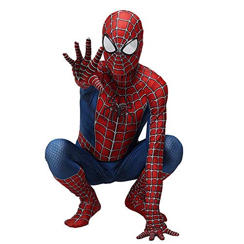 ZXDFG Spiderman Costume Children's Fancy Dress Spiderman Costume Boys Homecoming Suit 3D Print with Mask Halloween Carnival Superhero Cosplay Real Spiderman Costume Girls Red Far from Home