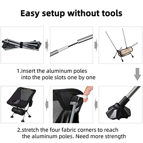 Rock Cloud Ultralight Portable Camping Chair - Compact Folding Chair for Outdoor, Hiking, Picnic, Garden, Backpacking, Lawn, Beach