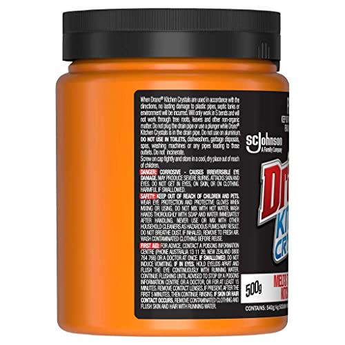 Drano Kitchen Crystals Drain Cleaner, Unclog Kitchen Drains, Melts Grease and Grime, Sink Cleaner Safe On All Pipes, 500g